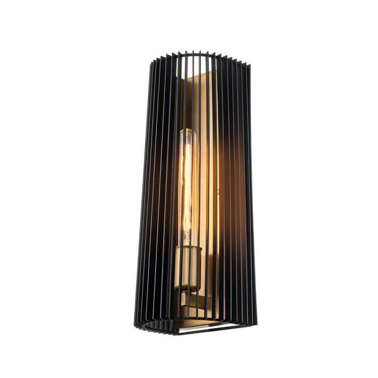 Quintiesse Black & Natural Brass Linara 1 Light Wall Light | QN-LINARA1-BK