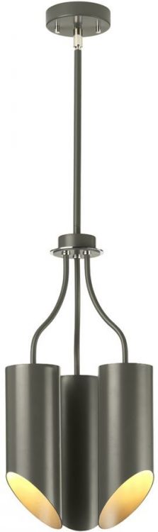 Quinto Dark Grey/Polished Nickel Chandelier 3 Lamps by Elstead (QUINTO3-GPN)