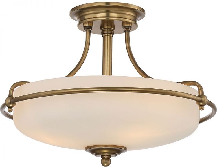 Griffin Weathered Brass Semi-Flush Ceiling Light 3 Lamps by Quoizel (QZ-GRIFFIN-SFS-WS)