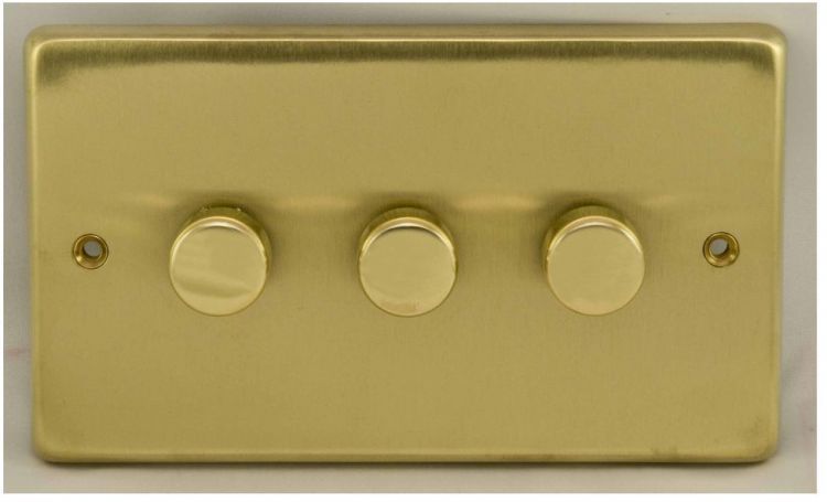 Eurolite Satin Brass Dimmer Switch 3 Gang (SB3D400)