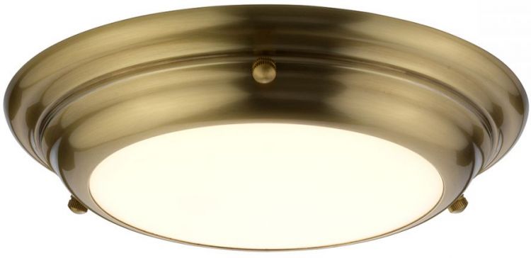 Welland Aged Brass Flush Ceiling Light 1 Lamp by Elstead (WELLAND-F-S-AB)