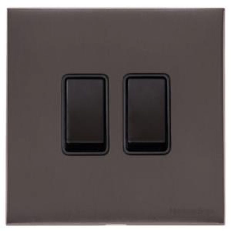 Windsor Matt Bronze WN9 2 Gang Rocker Switch (10 Amp)