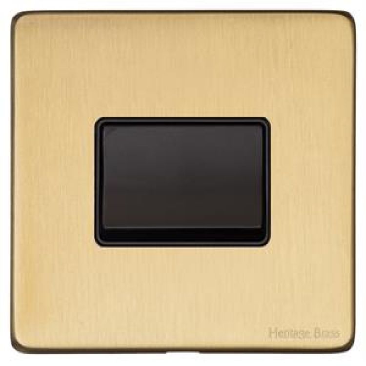 Heritage Satin Brass 6 Amp Triple Pole Fan Isolating Switch Vintage Screwless Plate (X44.1990.BK)