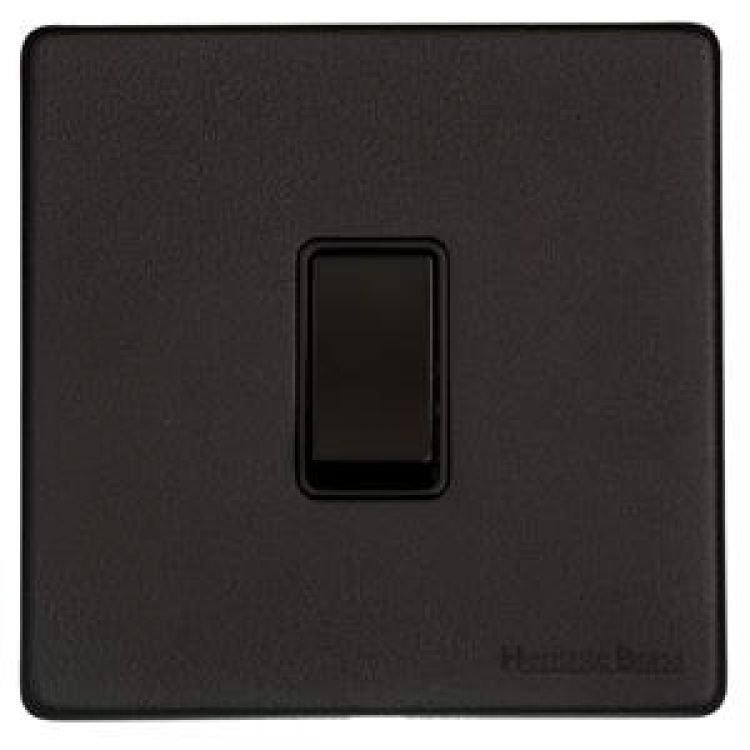 Heritage Brass Vintage Matt Black 1-Gang Intermediate Switch Screwless (XBK.101.BK)