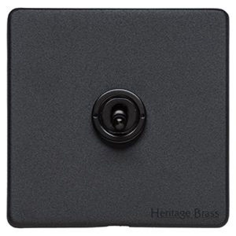 Heritage Brass XBK.1400 Vintage Matt Black 1-Gang 2-Way Dolly Switch Screwless (XBK.2400.BK)