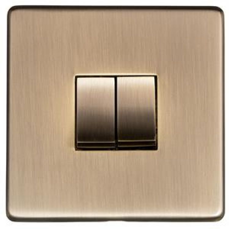 Studio Antique Brass Y91 2 Gang Rocker Switch (10 Amp)