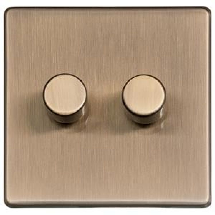 Studio Antique Brass Y91 2 Gang Dimmer (250 watts)