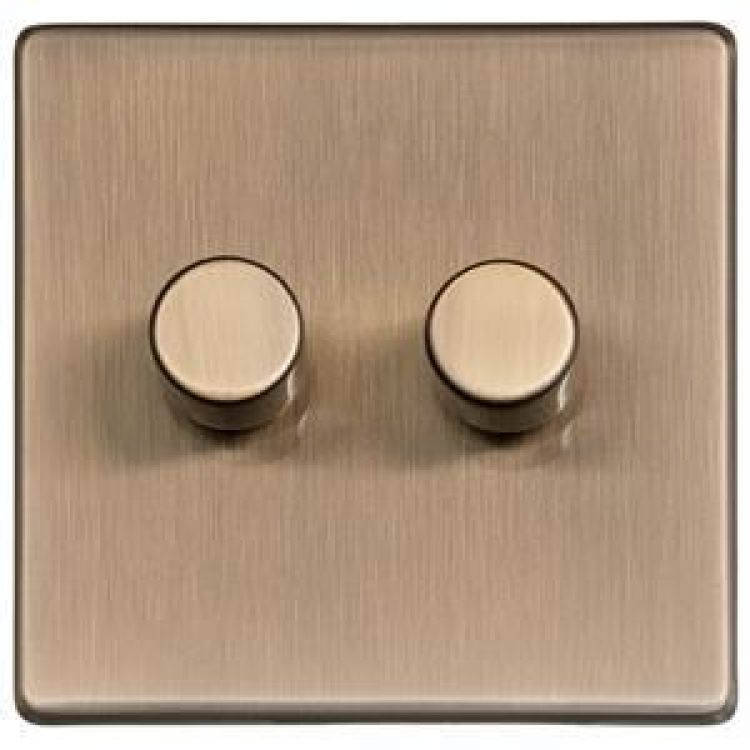 Studio Antique Brass Y91 2 Gang Dimmer (400 watts)