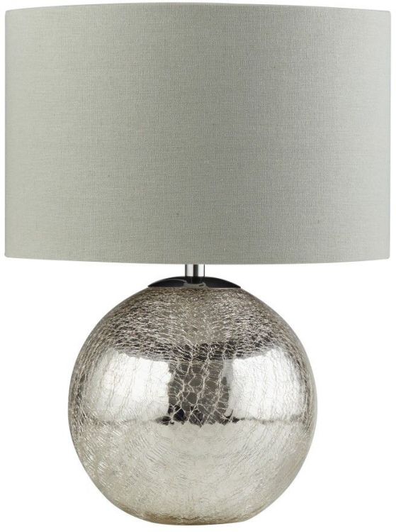 Dazzle Table Lamp, Cracked Mirror Effect Base, Grey Shade (1065)