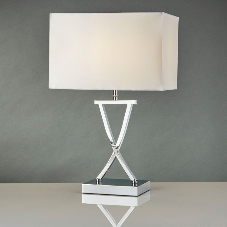 Club Table Lamp, Chrome, White Rectangle Shade (7923CC)