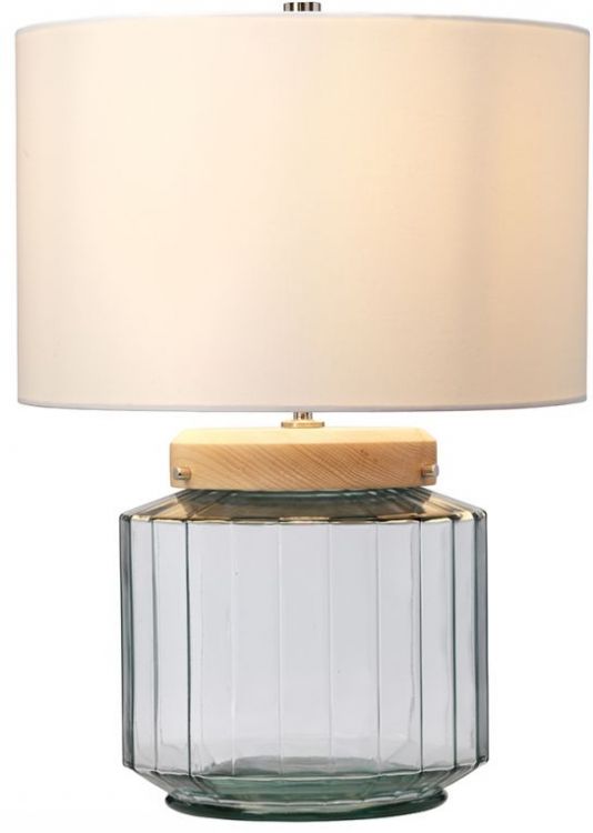 Luga Polished Nickel/Clear Glass/Light Wood Table Lamp 1 Lamp by Elstead (LUGA-TL-NATURAL)