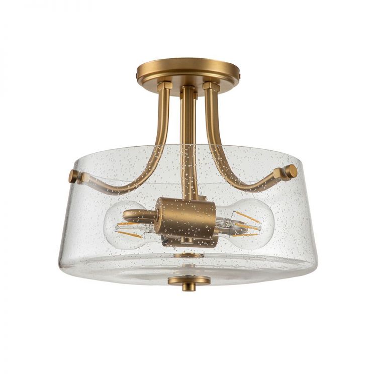 Hollister Brushed Brass Semi-Flush Ceiling Light 2 Lamps by Quoizel (QZ-HOLLISTER-SF-BB)