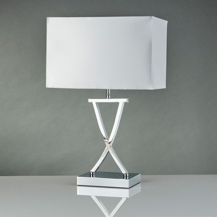 Club Table Lamp, Chrome, White Rectangle Shade (7923CC)