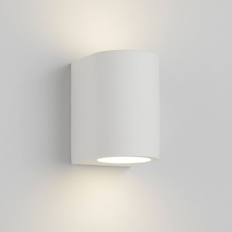 Gypsum G9 White Curved Cylinder Plaster Wall Light (8436)