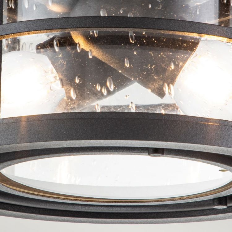 Lighthouse Textured Black Flush Ceiling Light 2 Lamps by Feiss (FE-LIGHTHOUSE-F-BLK)