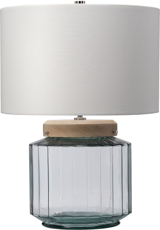Luga Polished Nickel/Clear Glass/Light Wood Table Lamp 1 Lamp by Elstead (LUGA-TL-NATURAL)
