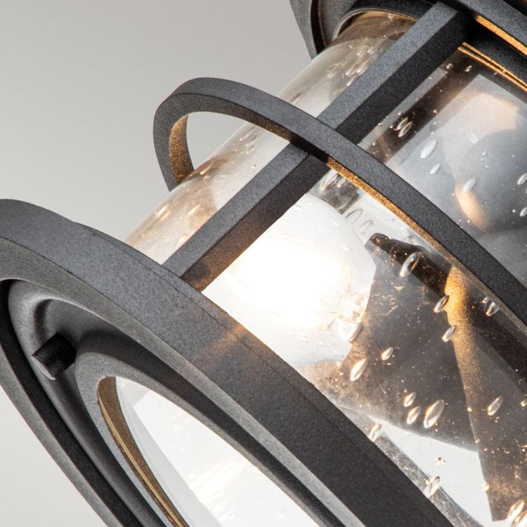 Lighthouse Textured Black Flush Ceiling Light 2 Lamps by Feiss (FE-LIGHTHOUSE-F-BLK)