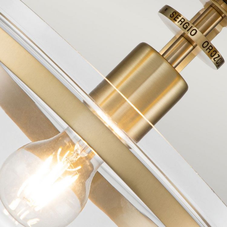 Penn Station Brushed Brass Semi-Flush Ceiling Light 1 Lamp by Quoizel (QZ-PENN-STATION-F-BB)