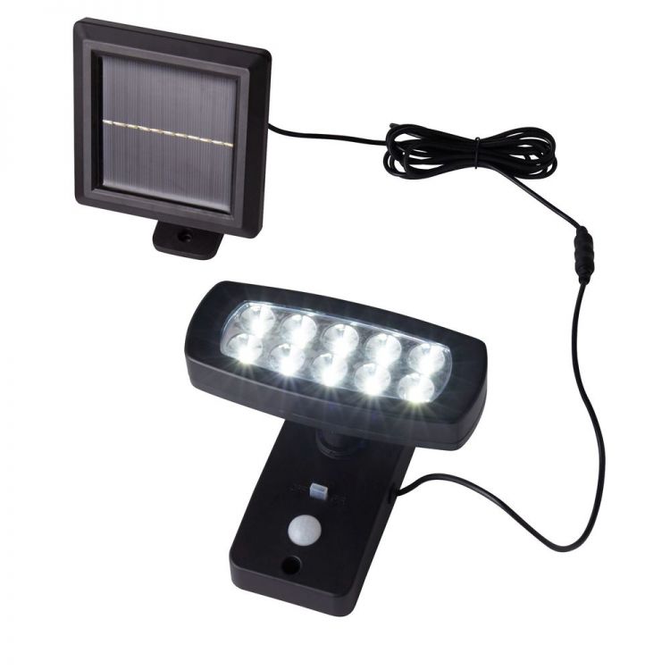 Searchlight Solar LED Wall Light in Black ABS & Clear PC - 67423BK-PIR