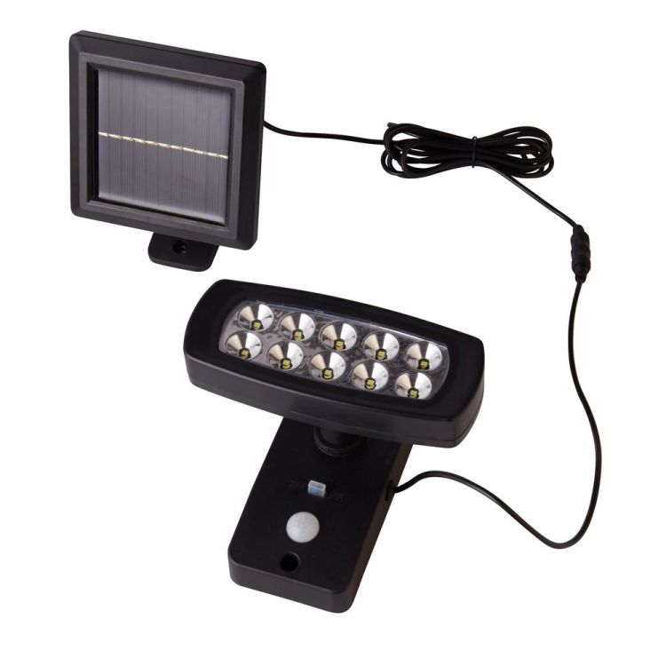 Searchlight Solar LED Wall Light in Black ABS & Clear PC - 67423BK-PIR